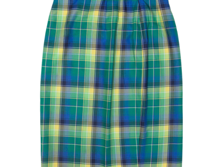 BIANCA Womens Straight Skirt Green Knee Length Wool 90s Plaid M Sale