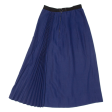 Semi Pleated Womens A-Line Skirt Blue Midi M Fashion