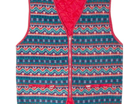 Womens Fleece Waistcoat Blue 90s Fair Isle M Hot on Sale