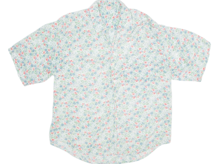 WHY NOT? Womens Printed Shirt Blue Collared Viscose Floral ONE SIZE Online Hot Sale