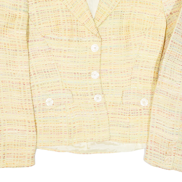 VERTIGO Womens Blazer Jacket Yellow 90s Striped M Online Hot Sale