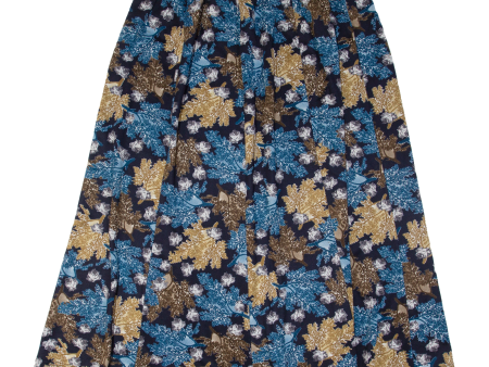 Leaf All Over Print Womens A-Line Skirt Blue Midi XL For Sale