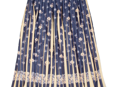 TREVIR Womens Pleated Skirt Blue Midi Floral M Online Hot Sale