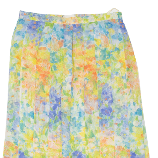 Womens Pleated Skirt Green Midi Floral M Online now