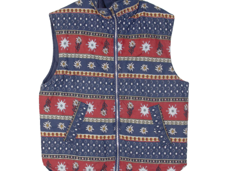 Womens Quilted Gilet Blue 90s Fair Isle S on Sale