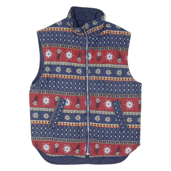 Womens Quilted Gilet Blue 90s Fair Isle S on Sale