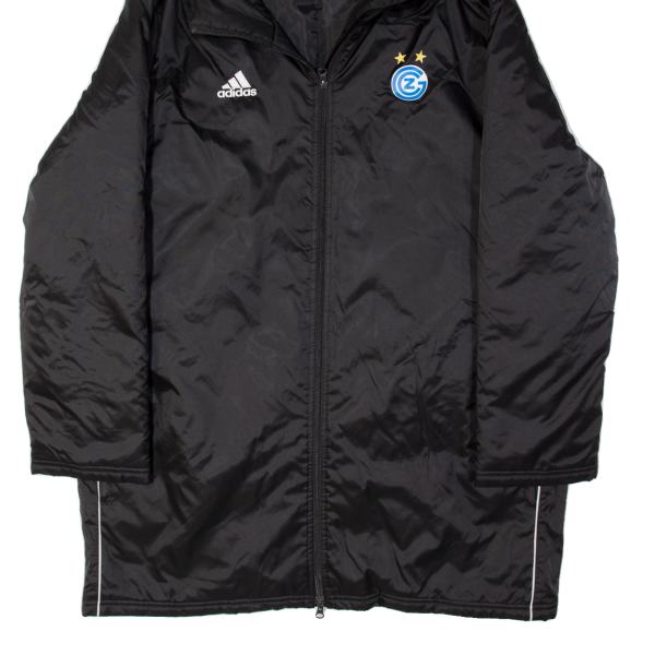 ADIDAS Grasshopper Club Zurich Swiss Football Mens Jacket Black Nylon Hooded L For Discount