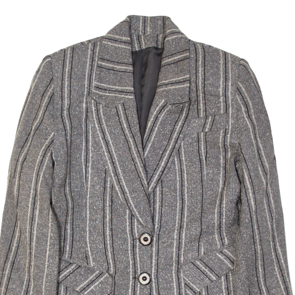 Womens Blazer Jacket Grey Striped M For Cheap