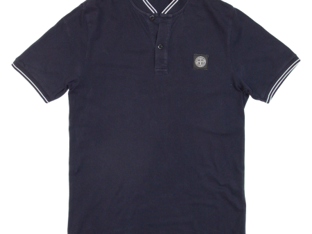 STONE ISLAND Mens Polo Shirt Blue S Hot on Sale