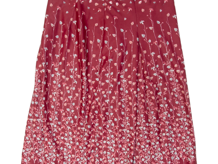 Womens A-Line Skirt Maroon Knee Length Floral L For Discount