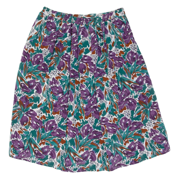 CHRIS JB Womens A-Line Skirt Purple Knee Length Floral L Supply