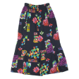 Womens Flare Skirt Black Long 90s Crazy Pattern M Supply