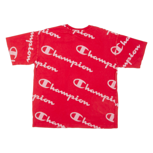 CHAMPION All Over Logo Mens T-Shirt Red M For Sale