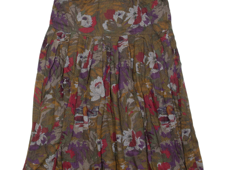 Zigzag Womens A-Line Skirt Brown Midi 90s Floral L For Discount