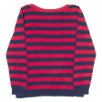 TOMMY HILFIGER Womens Patterned Jumper Red Striped Crew Neck Tight Knit L Online Hot Sale