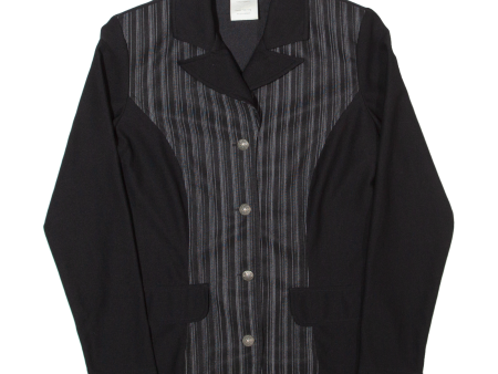 Womens Blazer Jacket Black 90s Striped UK 10 Cheap