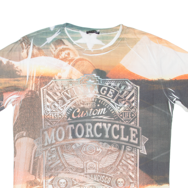 Classic Custom Motorcycle Mens Biker T-Shirt White USA 2XL Sale