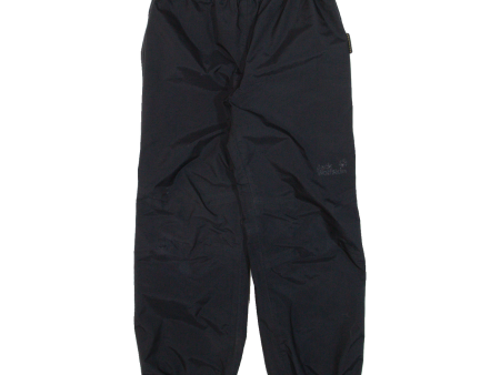 JACK WOLFSKIN Boys Rain Trousers Black Tapered 8Y W22 L21 Discount