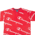 CHAMPION All Over Logo Mens T-Shirt Red M For Sale