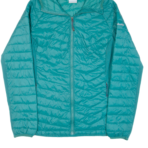 COLUMBIA Womens Puffer Jacket Green Nylon Hooded L Fashion