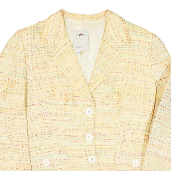 VERTIGO Womens Blazer Jacket Yellow 90s Striped M Online Hot Sale