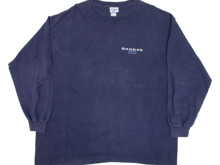 REEBOK Mens T-Shirt Blue Long Sleeve 2XL Discount