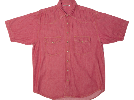 FREE LOOK Mens Plain Shirt Red 90s L Sale