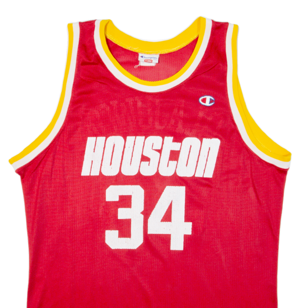 CHAMPION Houston Rockets 34 Olajuwon Mens Jersey Red Sleeveless 90s USA XL Online now