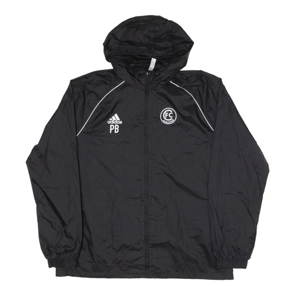 ADIDAS FC Aubonne Mens Rain Jacket Black Hooded XL Sale