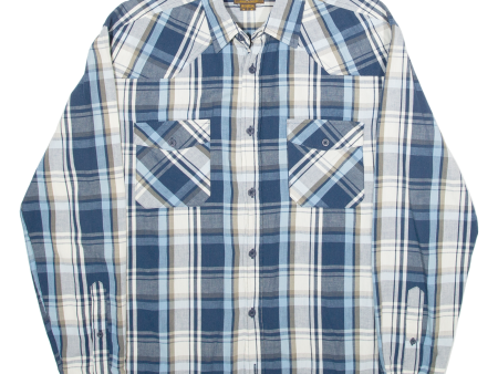 ATLAS Mens Shirt Blue Plaid Long Sleeve M Fashion