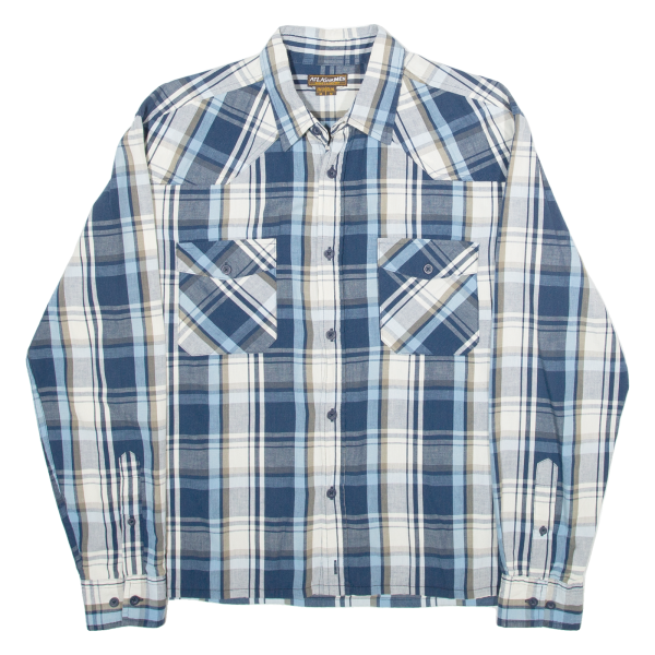 ATLAS Mens Shirt Blue Plaid Long Sleeve M Fashion