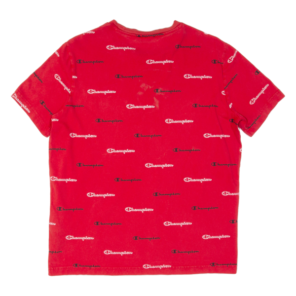 CHAMPION All Over Print Mens T-Shirt Red M on Sale