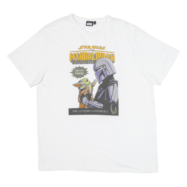 STAR WARS Mandalorian Mens T-Shirt White L Cheap