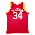 CHAMPION Houston Rockets 34 Olajuwon Mens Jersey Red Sleeveless 90s USA XL Online now