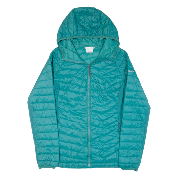 COLUMBIA Womens Puffer Jacket Green Nylon Hooded L Fashion