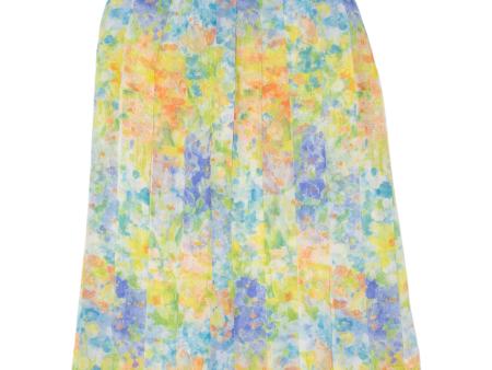 Womens Pleated Skirt Green Midi Floral M Online now