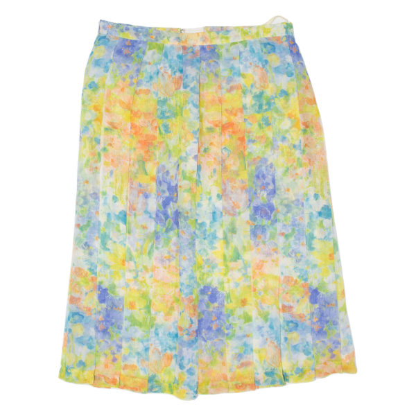 Womens Pleated Skirt Green Midi Floral M Online now