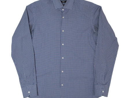 HUGO BOSS Gordon Mens Shirt Blue Gingham Long Sleeve L Online now