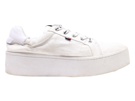 TOMMY HILFIGER Platform Trainers White Canvas Womens UK 6.5 Supply