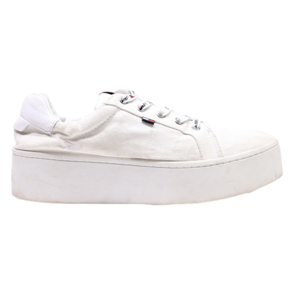 TOMMY HILFIGER Platform Trainers White Canvas Womens UK 6.5 Supply