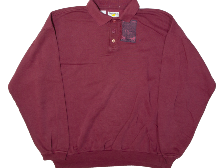 SWITCHER Mens Sweatshirt Maroon Collared 90s L Online Sale