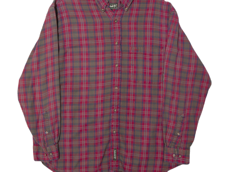 TIMBERLAND Mens Shirt Red 90s Plaid Long Sleeve M Supply