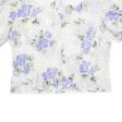 CANDA Sheer Womens Blouse Shirt White Collared 90s Floral L Fashion