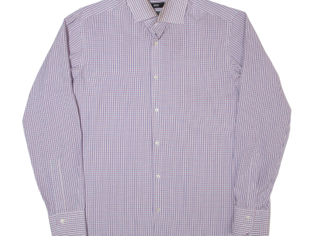 HUGO BOSS Mens Shirt Blue Check Long Sleeve L Online Sale