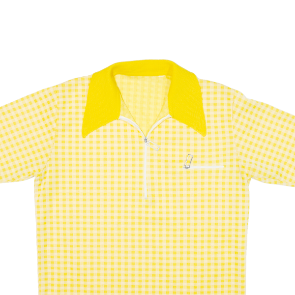 1 4 Zip Mens Polo Shirt Yellow 90s Check S Online Sale