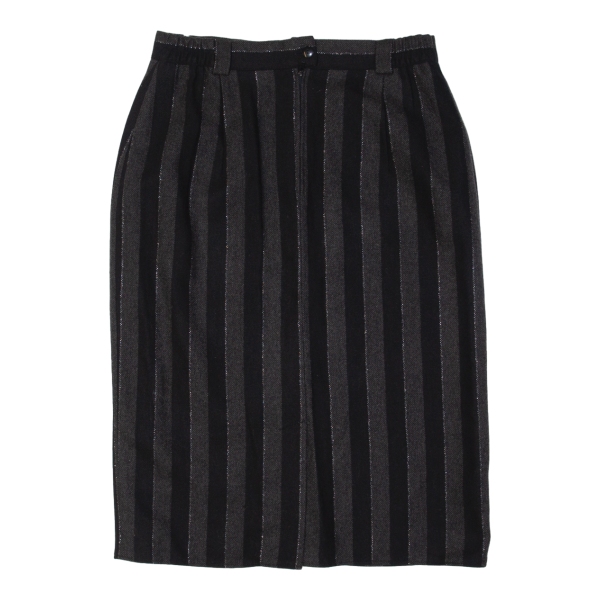 BIAGGINI Womens Pencil Skirt Black Midi Wool Striped M Supply