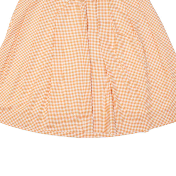 Womens A-Line Skirt Orange Knee Length 90s Gingham M Fashion