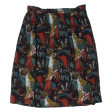 Womens A-Line Skirt Black Knee Length Crazy Pattern L Supply