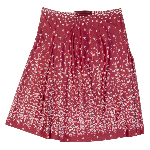 Womens A-Line Skirt Maroon Knee Length Floral L For Discount