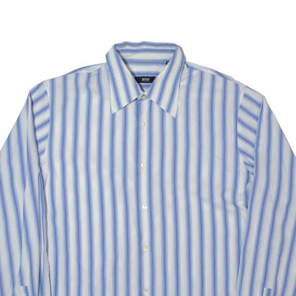 HUGO BOSS Mens Shirt Blue Striped Long Sleeve XL Supply